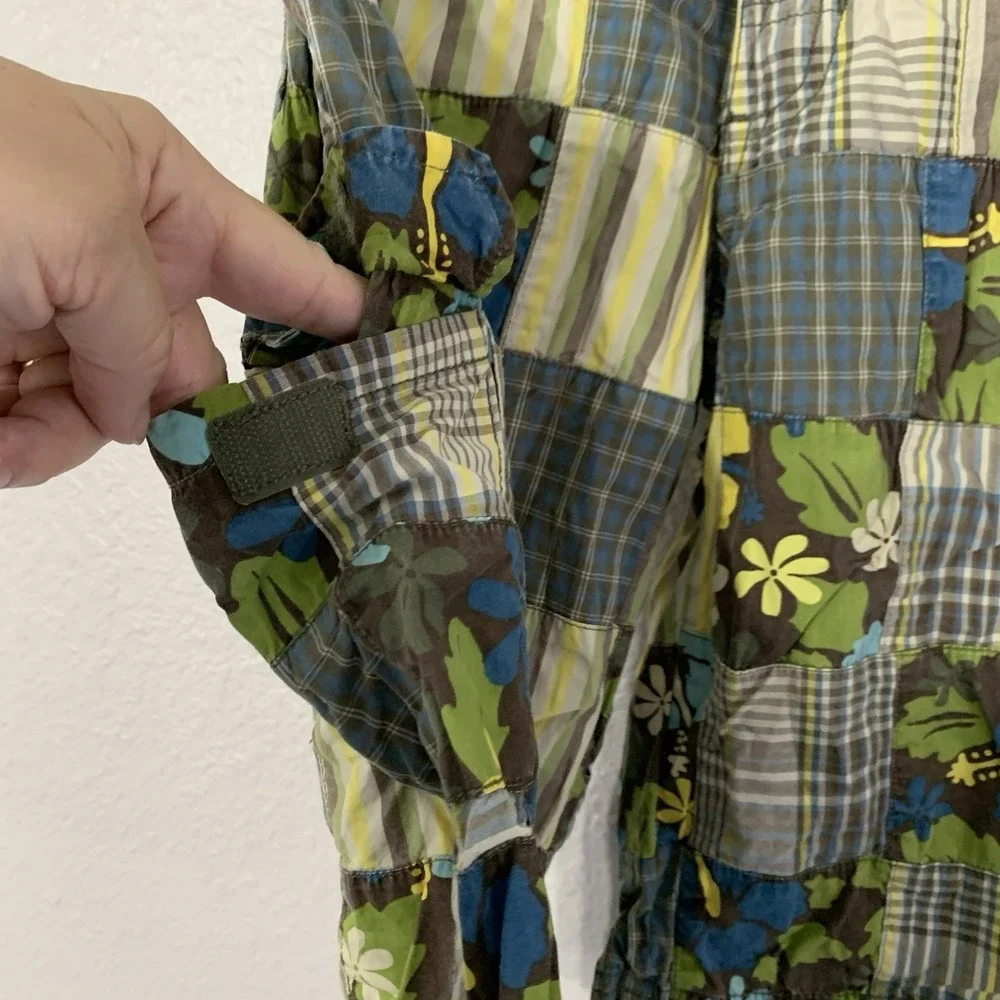 Gymboree Boys Patchwork Madras Plaid/Stripe Bermuda Shorts Green‎ Blue Size 8